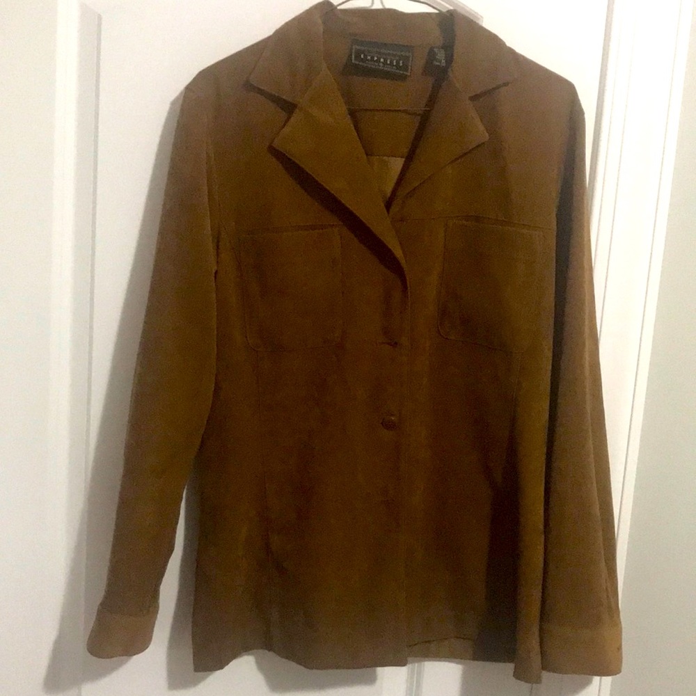 Express shirt/jacket ultra suede double front Pocket top